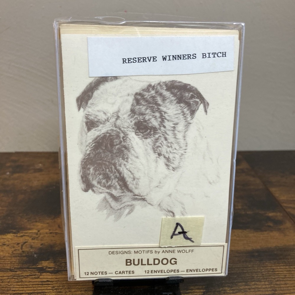 Anne Wolff Bulldog Cards 12 Notes & Envelopes Picture Pets Inc 5.5x3.5in Art